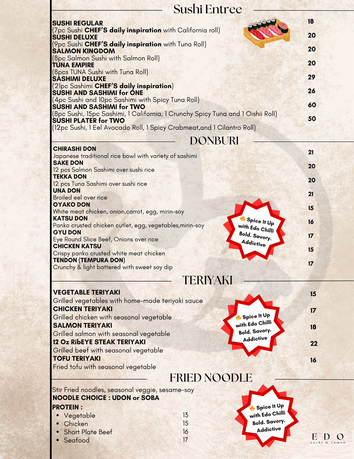 Entree Menu